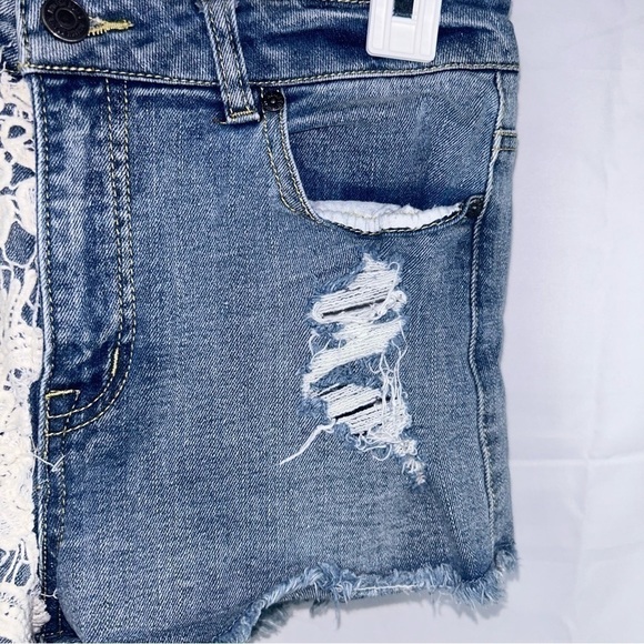 American Apparel Rewash Shorts Denim Jean Lace Short Shorts High Waisted Bottoms - Picture 5 of 12